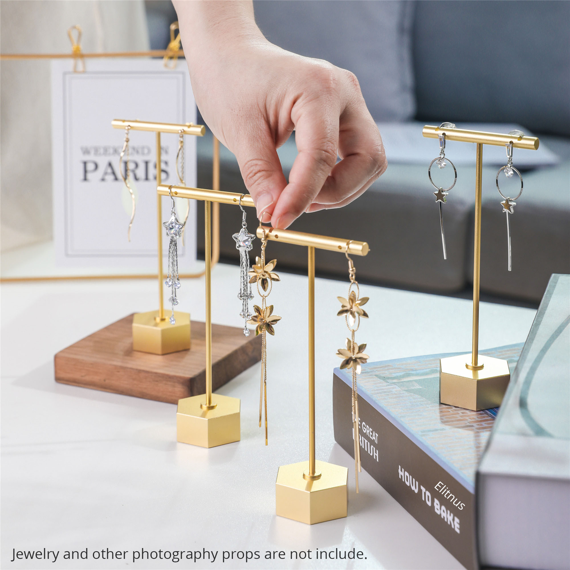 gold earring display